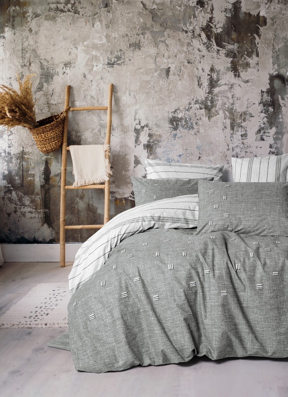 Lenjerie de pat dubla, L'essentiel Maison, Patara, Gri - imagine 4